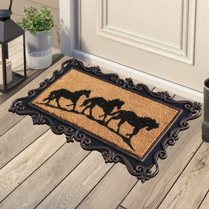 A1 Home Collections LLC Running Horses 30 in. x 18 in. NonSlip Outdoor